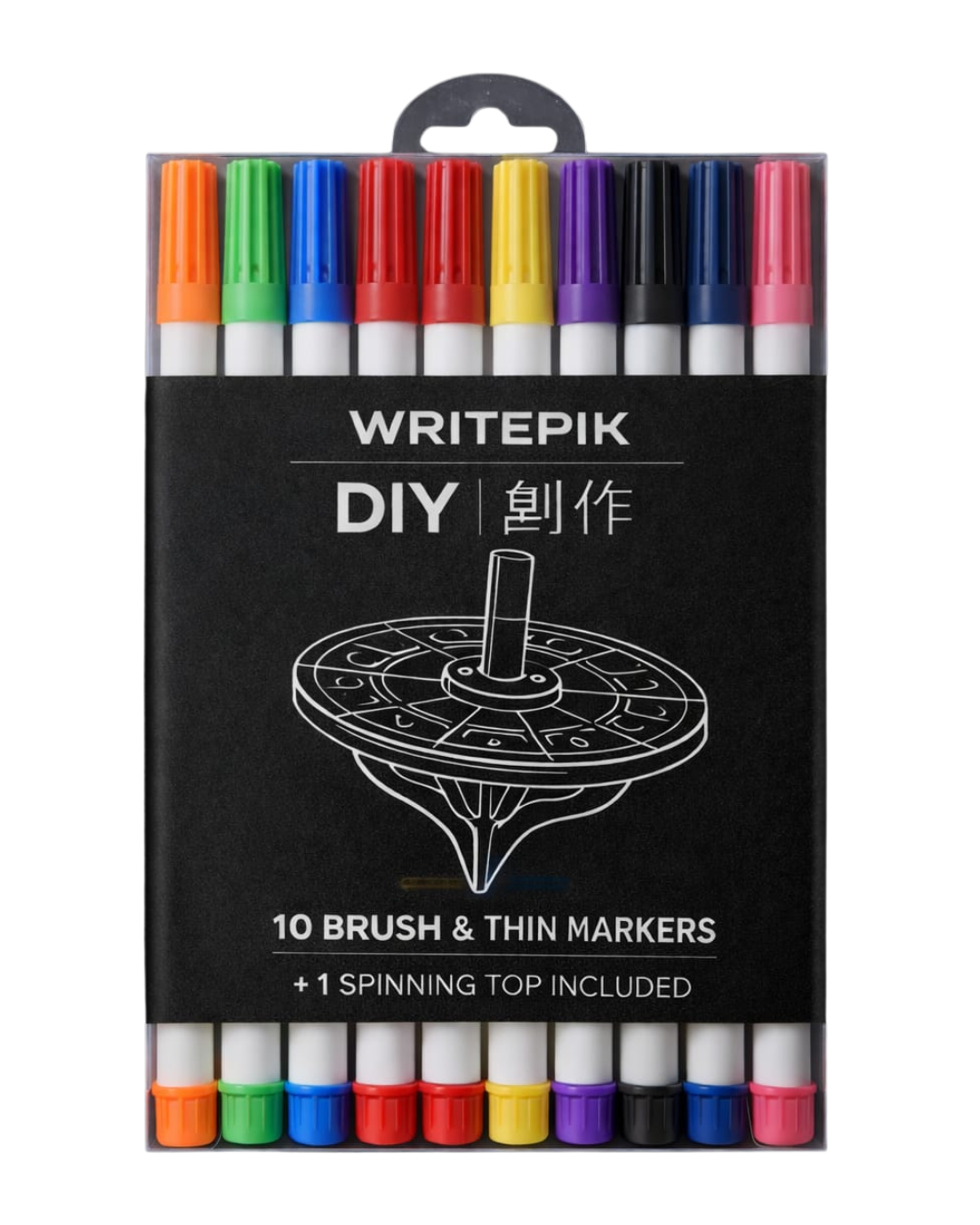 WritePik Brush & Thin Markers, 12 colors + DIY Spinner, 24 packs