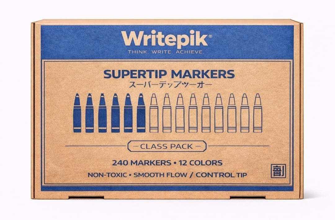 Supertip Markers, Class pack of 240 markers, 12 colors