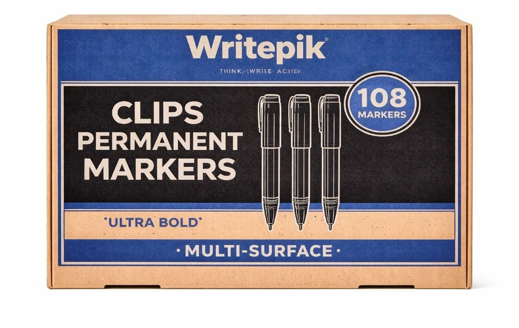 Clips Permanent Marker, Ultra Bold, Multi surface, Pack of 108 Markers