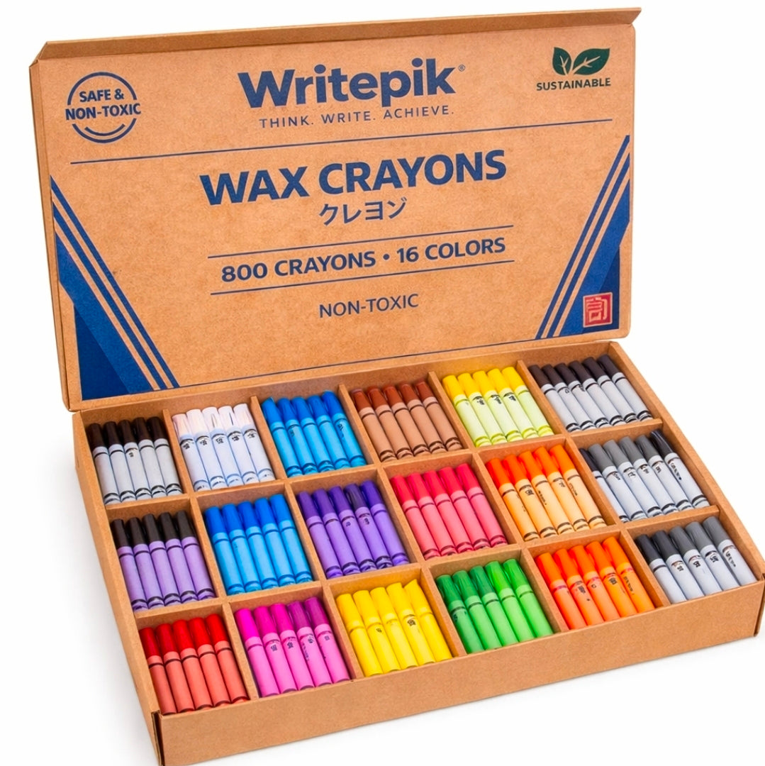Wax Crayons, Class Pack of 800 crayons, 16 colors