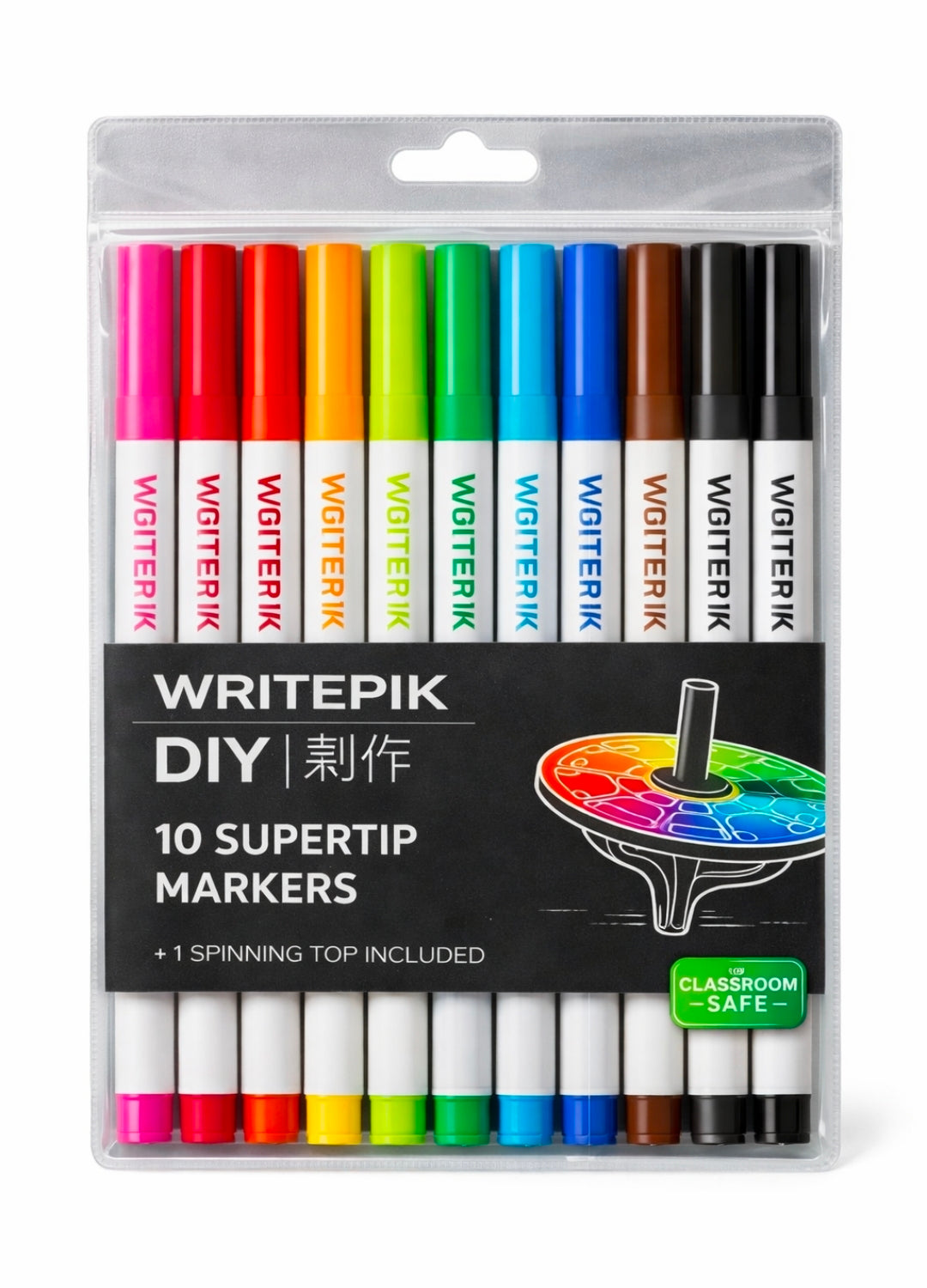 Writepik Supertip Markers 12 colors + DIY Spinner, 24 packs