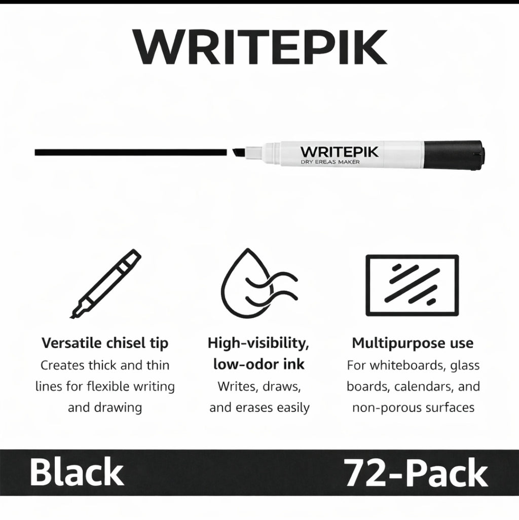 Sumo Dry Erase Markers, 72 pcs. Low Odor, Extra Bold Tip
